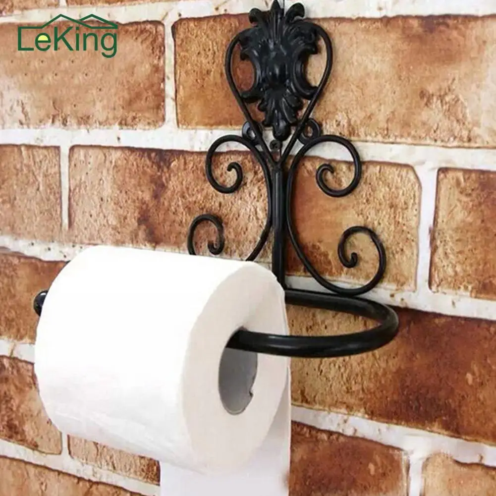 Bathroom Roll Toilet Paper Holder Iron Continental Retro Bathroom Decoration Wall Mounted Toilet Paper Towel Shelf Rack