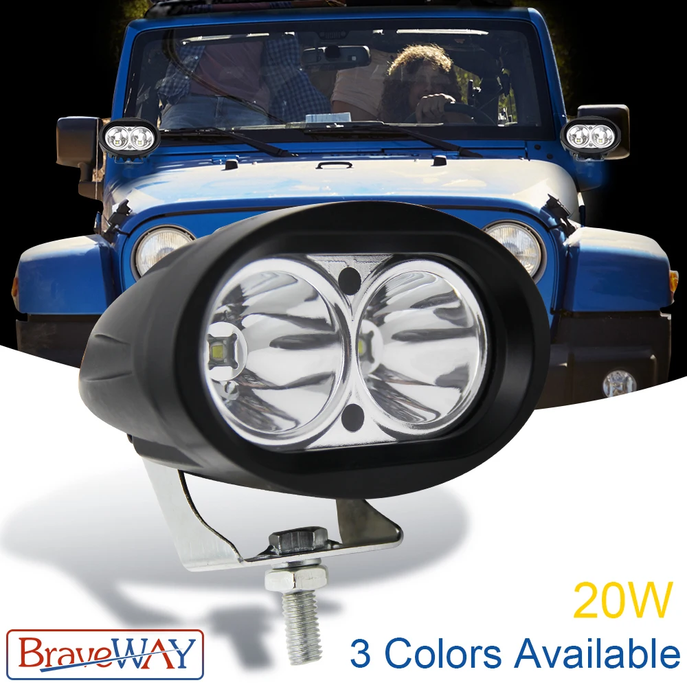 BraveWay 3.6 inch Flood/Spot Led Work Light Waterproof Offroad Truck Car LED Work Light 12V LED Extra Light for ATV Motorcycle