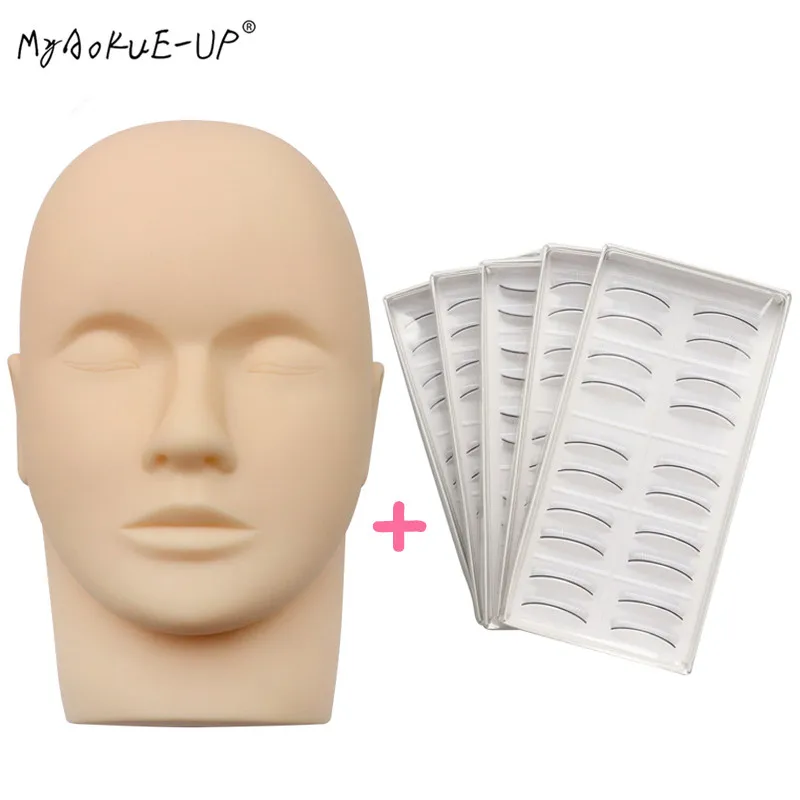 Model Head Makeup Practice Training Lashes for Eyelash Extensions Mannequin Head Flat with Practice false Lashes tools