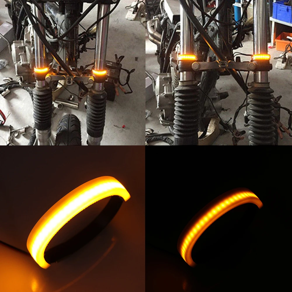 Tira de LED SMD de aspecto limpio, luz indicadora de señal de giro de horquilla, accesorios de motocicleta, rojo/azul/amarillo/blanco