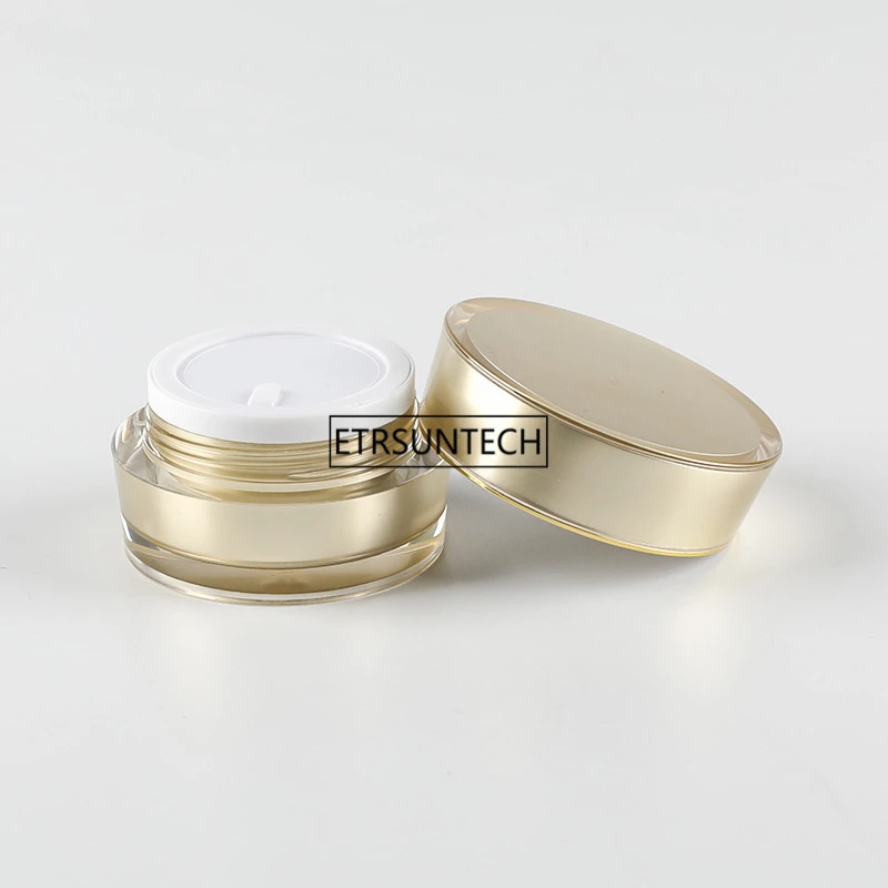 

50pcs 15g Cream Jars Cosmetic Packaging Golden Blue Acrylic Small Glass Jars Cream Bottle Jar F2947