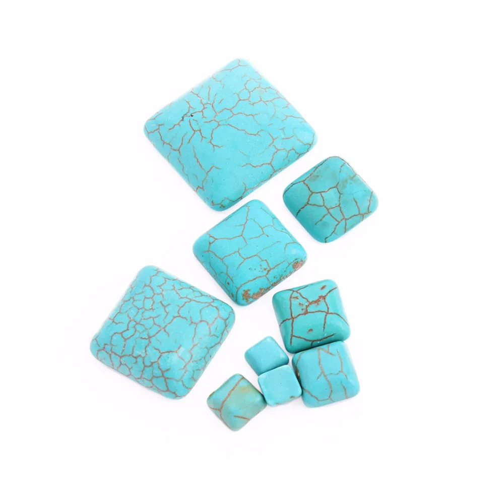 DC 10pcs/lot Natural Stone Square Shape Blue Stripe Turquoise Cabochon For DIY Jewelry Making Bracelet Accessories