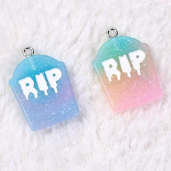 10pcs/lot  Rip Charms Resin Cabochons Flatback Glitter Accessories for Pendants Earrings Keychain Diy Making