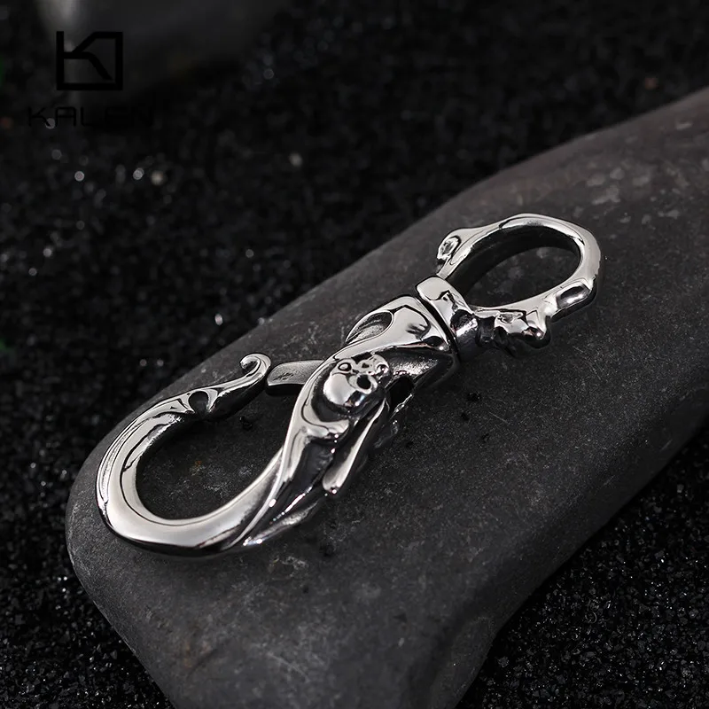 Kalen New Cool Men\'s Key Chains High Quality Stainless Steel Skull Pattern Key Chains Fashion Punk Biker Accessories Jewelry