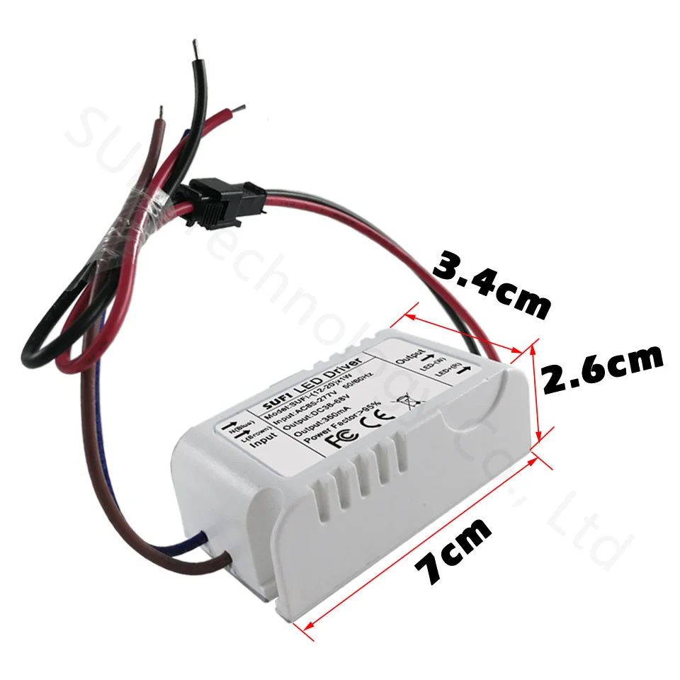 LED Driver 20W 350mA AC 85-277V To DC 36-68V Plastic Case Adapter Lighting Transformer Switch for LED Strip ceiling Light bulb