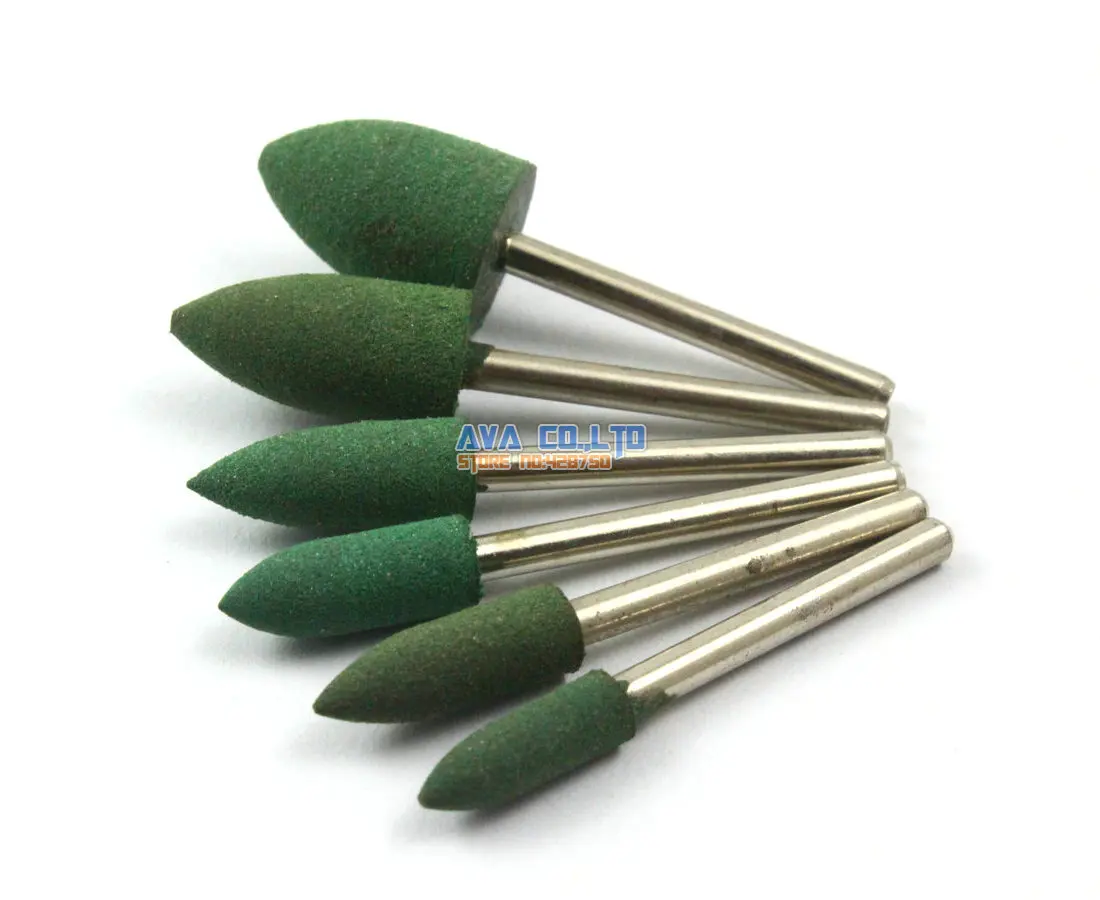 24 Piece Set Green Bullet Mounted Rubber Polishing Point Grinding Bit 3mm Shank