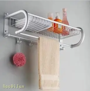 Free shipping space aluminum basket towel rack bathroom towel rack bathroom wall shelving Storage Rack Bathroom Accessories