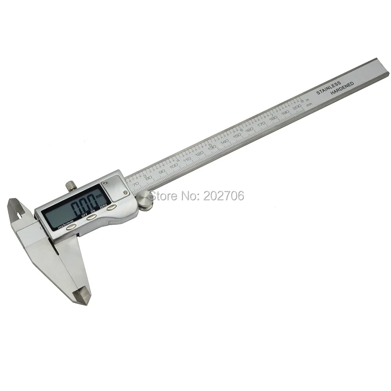 0-200mm 8inch Stainless steel metal case Electronic Digital Vernier Caliper micrometer gauge paquimetro long jaw plastic caliper