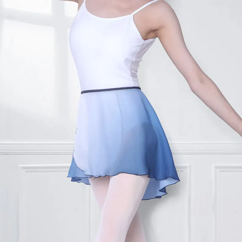 Girls Women Ballet Skirts Pink Lace-up Skirt Lyrical Chiffon Ballet Dress Gradient Color Conflict Skirts for Dancing