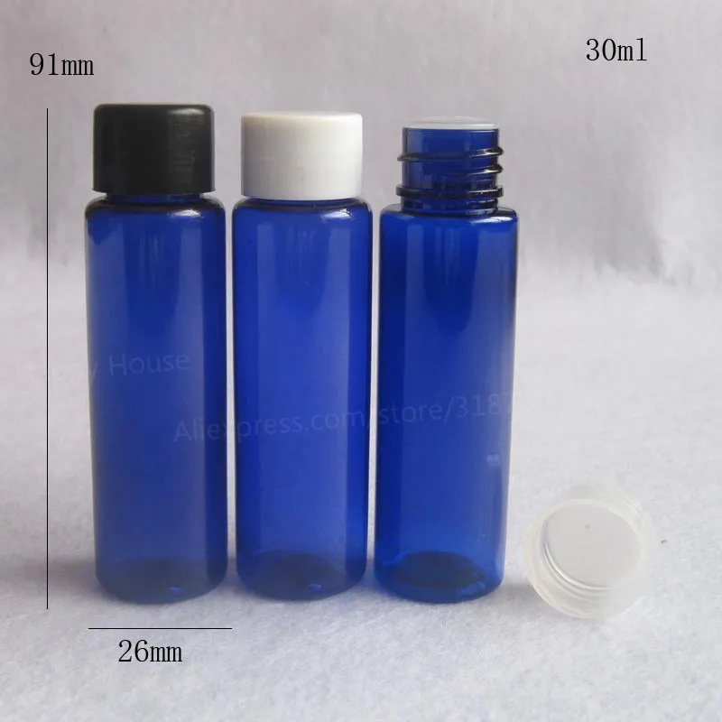 100 x 30ml High Qualty Cobalt Blue PET  Plastic Orifice Reducer Bottles with Screw Cap 30cc Empty Lotion Cosmetic Container