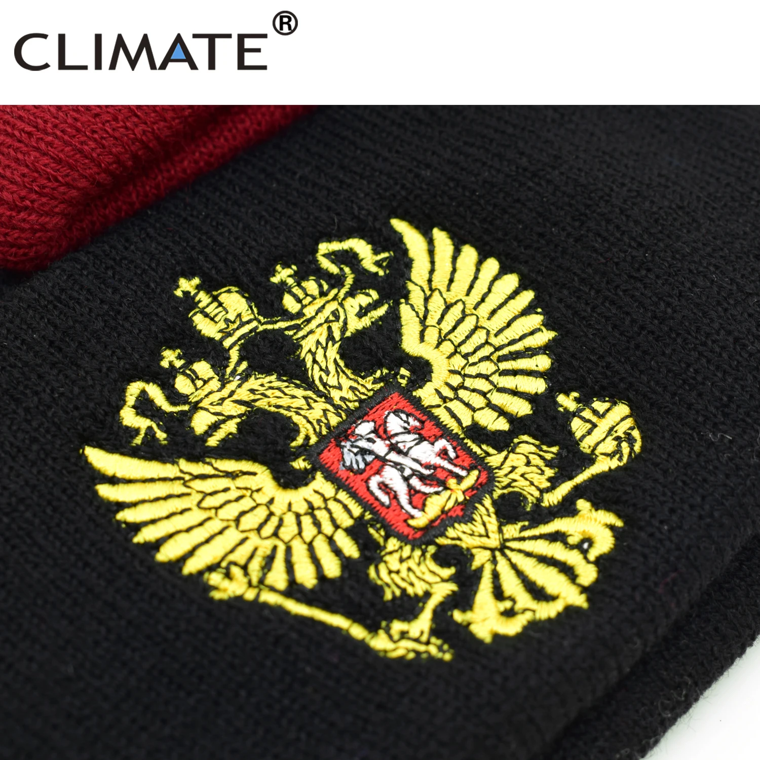 CLIMATE Men Russia Beanie Hat Russian Emblem Winter Beanie National Day Skullies Men Women Warm Knitted Hats Cap for Men Women