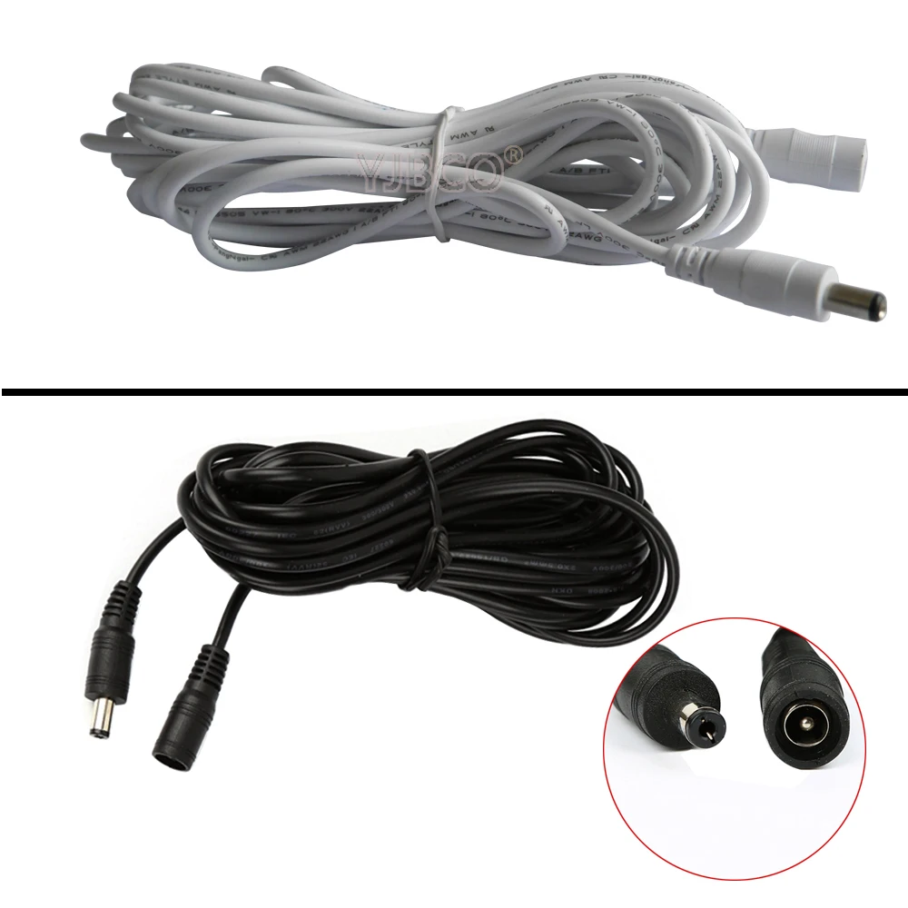 Hot Sale 1m 2m 3m 5M  5.5 X 2.1 mm DC connector Power Plug with extension wire  DC female and Male Jack adapter