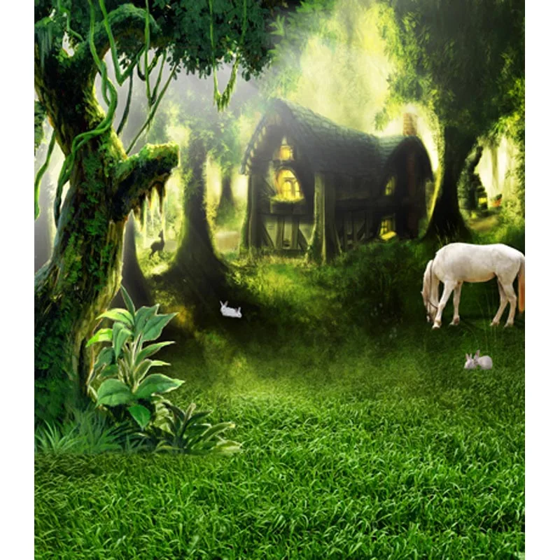 Fantastic forest wood cabin background fairy photo backdrops for vintage photo studio photographic photo backgrounds CM-6746