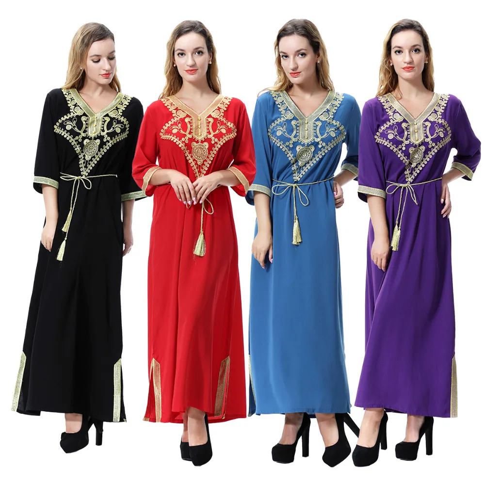 

Fashion Arab Muslim Abaya Dress Islamic Clothing for Women Dubai Kaftan Abaya Dress Turkish Muslim Dresses Modest Abaya CN-064