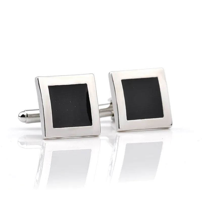 Fashion Luxury Men Shirts Cufflins Black Square Buttons Classic Cuff Links High Quality Jewelry Lawer Gifts Gemelos Para Camisas