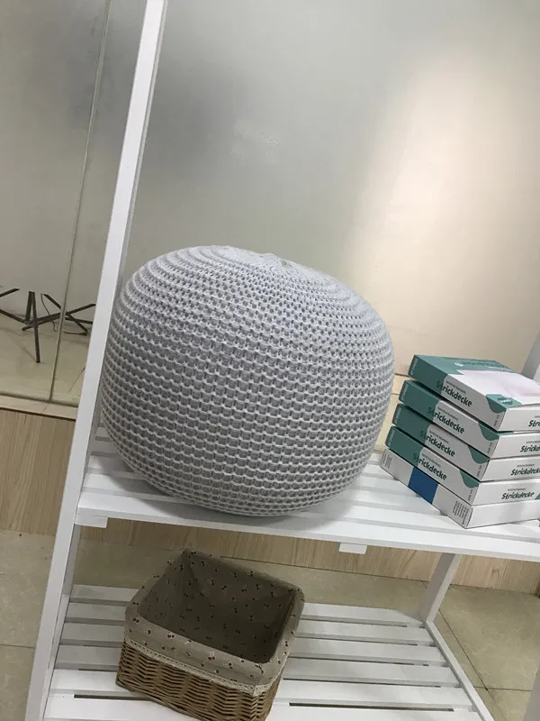 Nuovo POUF per casa cuscino rotondo in lana lavorato A maglia POUF prendi un cuscino per i piedi