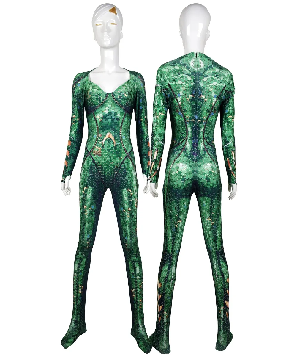 Mera Costume Film Version Mera Cosplay Bodysuit 3D Imprimer Lycra Spandex Zentai costume Jumpsuit Halloween Party suit