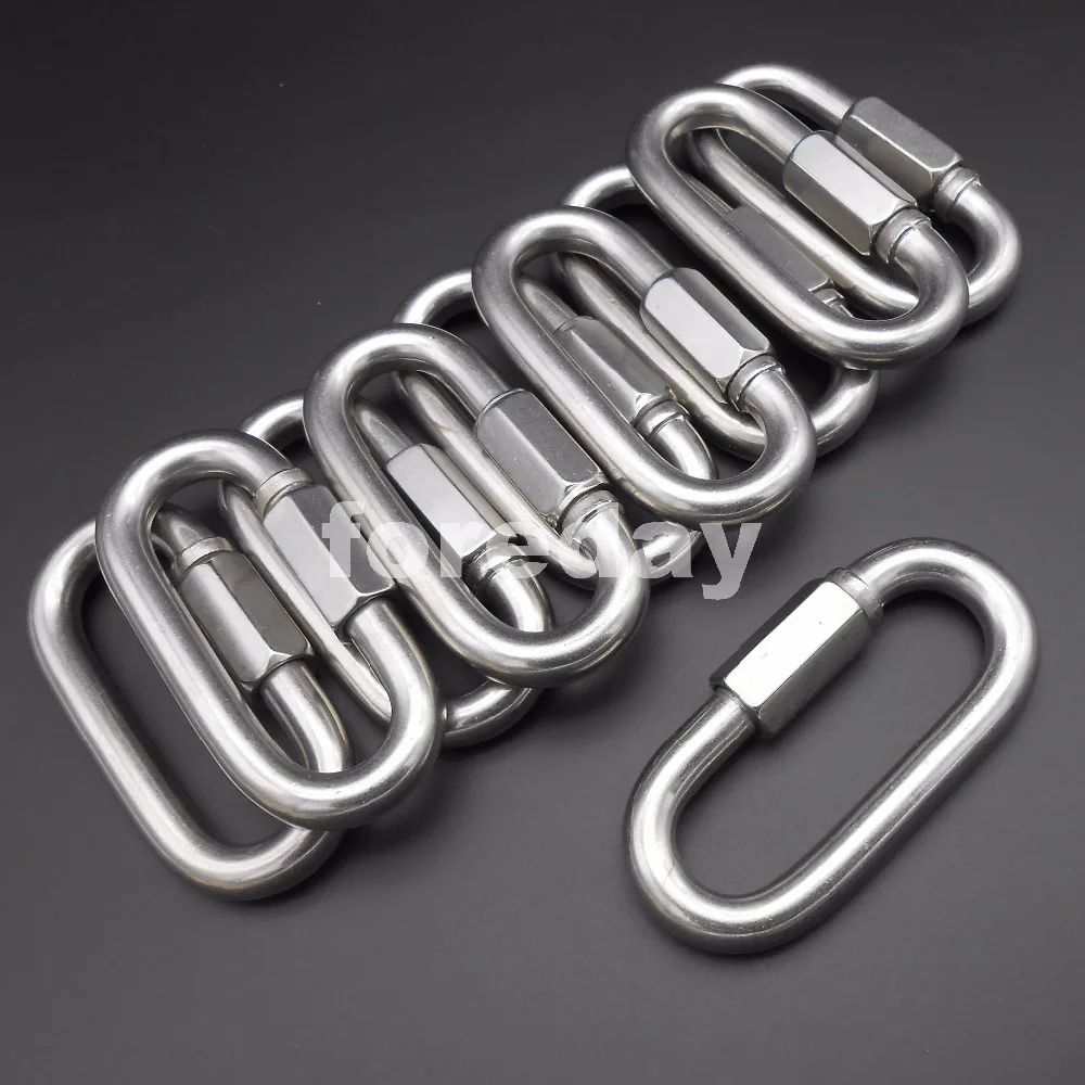 10PCS X M12 304 Stainless Steel Quick Chain Link Shackle Mountaineering Buckle strong bearing 12MM Weight-bearing 1100KG *BT613