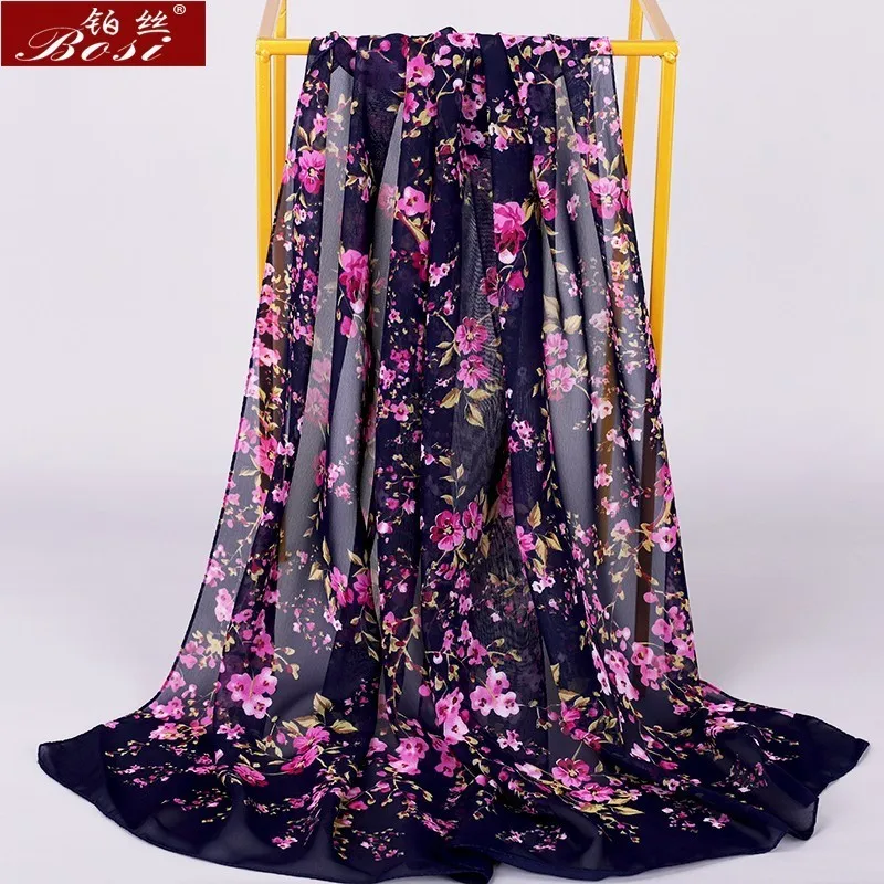 Chiffon sciarpa di inverno scialle schal sciarpe poncho donne sciarpe etnico grande fiore hijab sciarpe delle signore di lusso retrò schal160 * 60