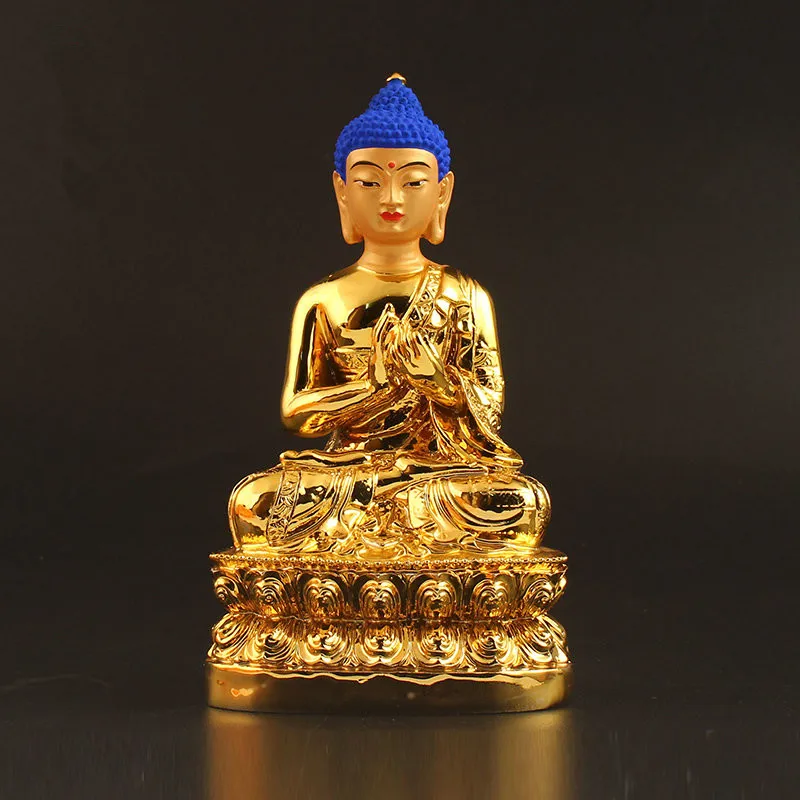 

13cm Gold Maitreya Tibetan Tantric Buddhist Resin Rulai Bodhisattva Buudha Putting Decorate Statue Small Collective Figurine