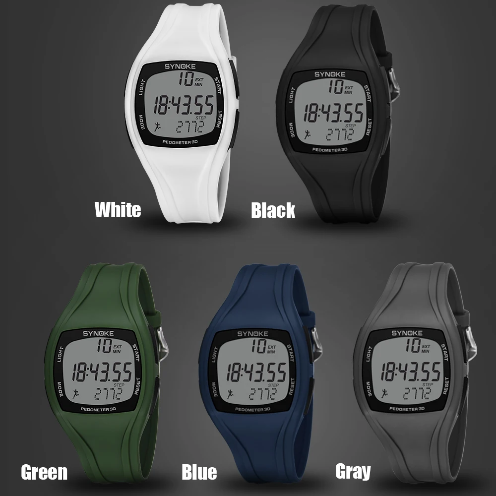 Digital Watches Mens SYNOKE Brand Pedometer Multifunction 5BAR waterproof Silicone Strap Sport Watch Men