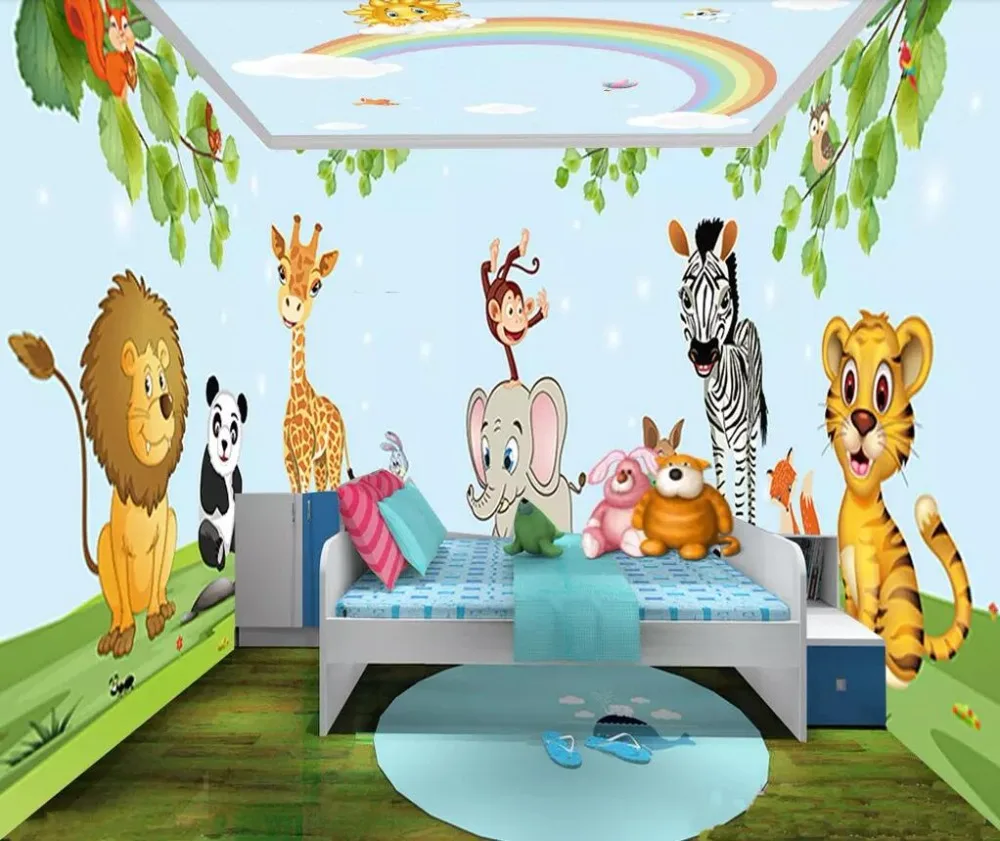 

Customized large murals 3D cartoon children's room background wall painting