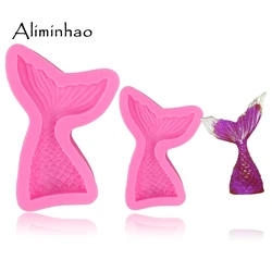 B0562 Mermaid Tail Fondant chocolate Moulds Silicone Mold Cake Decorating Baking Tools Handmade Soap Mold Fish Fork tail