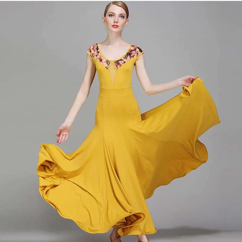 

ballroom dress standard ballroom dancing clothes Competition standard dance dress waltz dance wear women flamenco dress yellow
