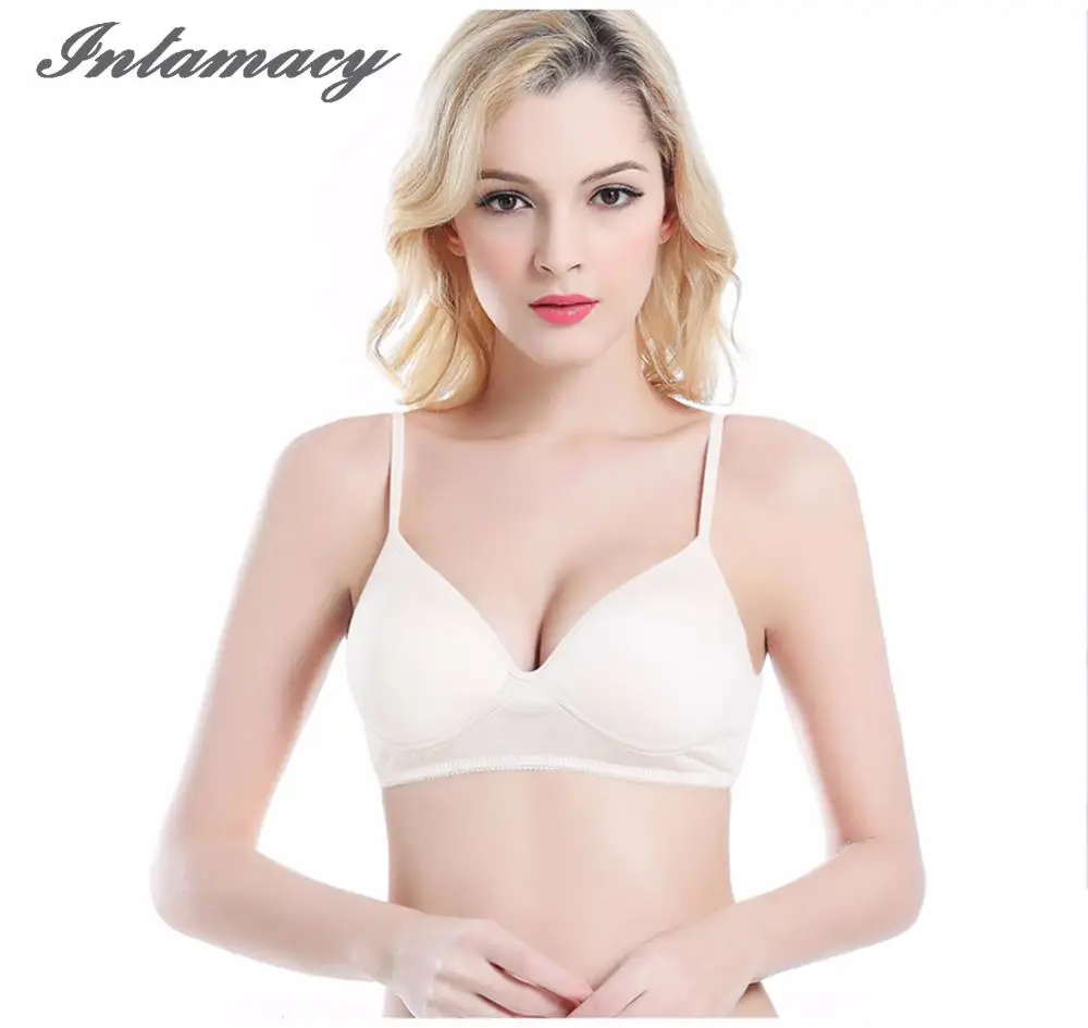 Ladies 100% real Silk Knit No Rims Bra  Underwear Bra Comfort Simple Thin Section D CUP