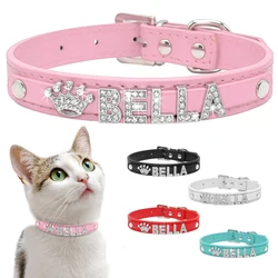 Collar de gato personalizado con diamantes de imitación para cachorro, collares de perros pequeños personalizados para Chihuahua, Yorkshire, dijes de nombre gratis, accesorios para gatos