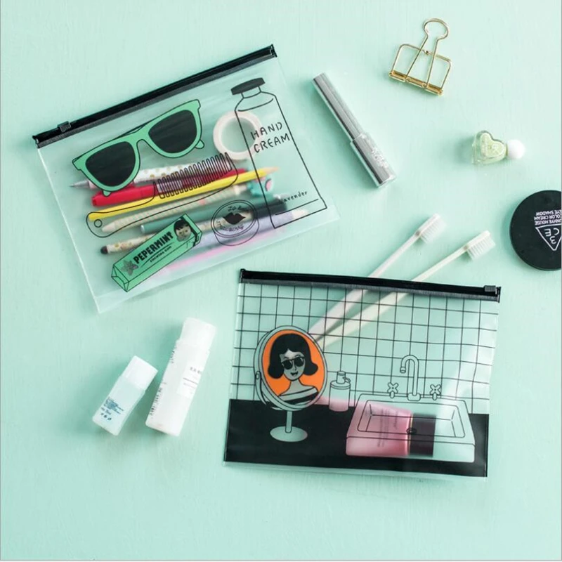 1Pcs/lot New Korea PVC Ticket Storage Bag Pencil Bag Large Glasses Pencil Case Chancery Penalty