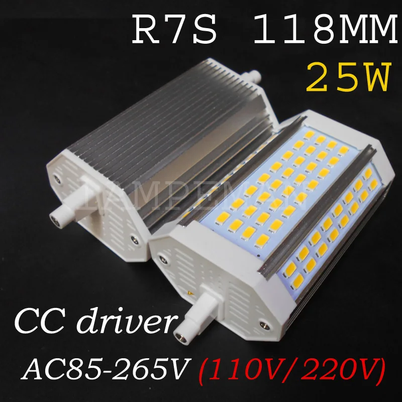 Real power 25W R7S 118mm led Bulb R7S light J118 R7S lamp without fan replace halogen lamp AC110-240V warm white cold white