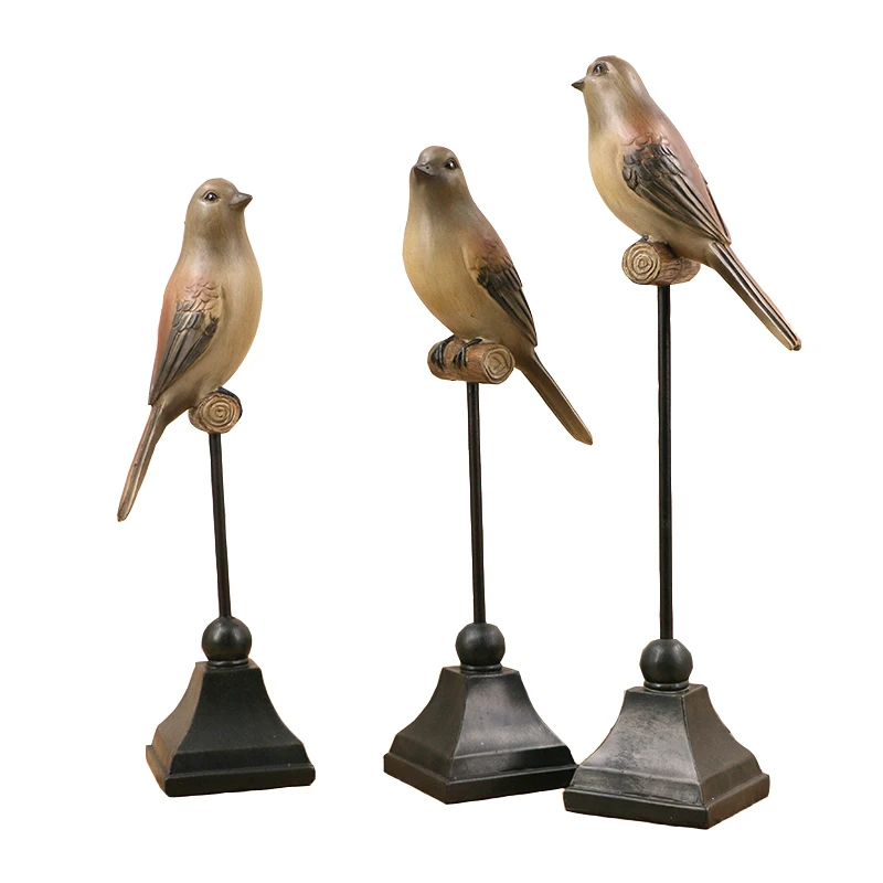 Vidric 1PC Resin Bird Hanger Figurine Ornaments American Country Style Creative Artificial Decorative Home Decor Wedding Gift