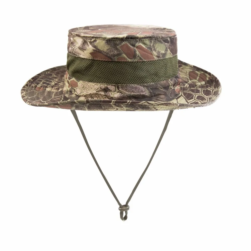 Fishing Sun Boonie Hat Tactical Camouflage Round Edge Outdoor Camping Hiking Climbing Sunscreen Breathable Fisherman Hunting Cap