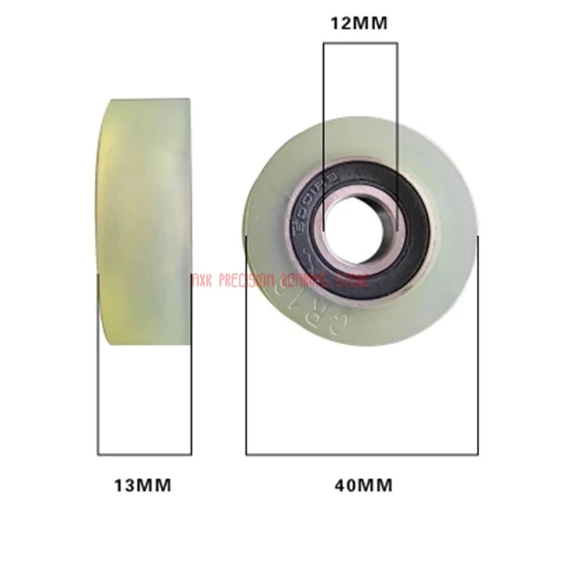 2023 New Rushed 6001 Plastic Coated Bearing Pulley Polyurethane Molding Pu Rubber Wheel 12*40*13 Guide Mute Wear