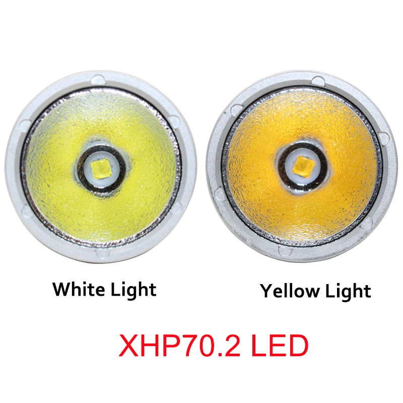강력한 다이빙 LED 손전등, XHP70.2 칩, 노란색 및 흰색 조명, 4000lm 토치, 수중 100m 방수 스쿠버 손전등 32650