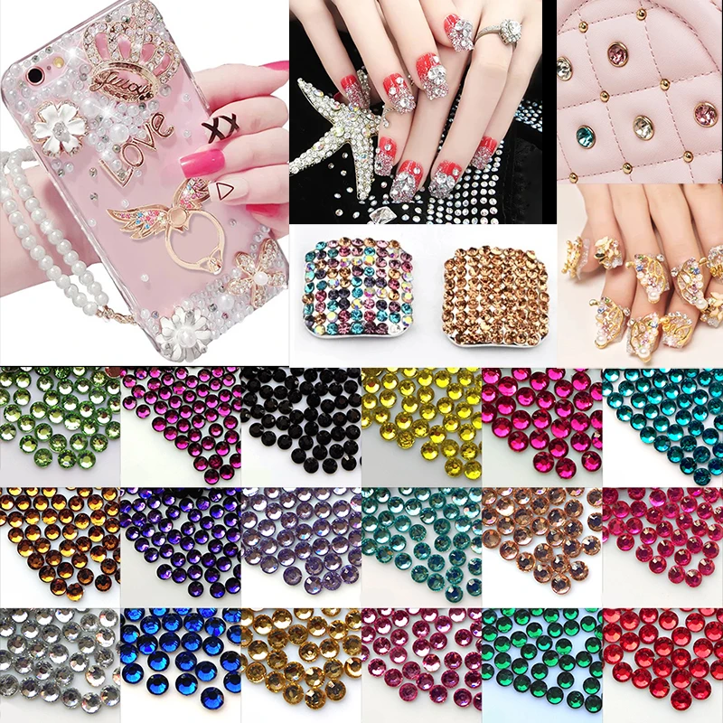 

20 Colors 1000pcs/bag Multiple Facets Resin Rhinestones 3mm SS12 Nail Art Coloured Glaze, Gemstone Jewelry