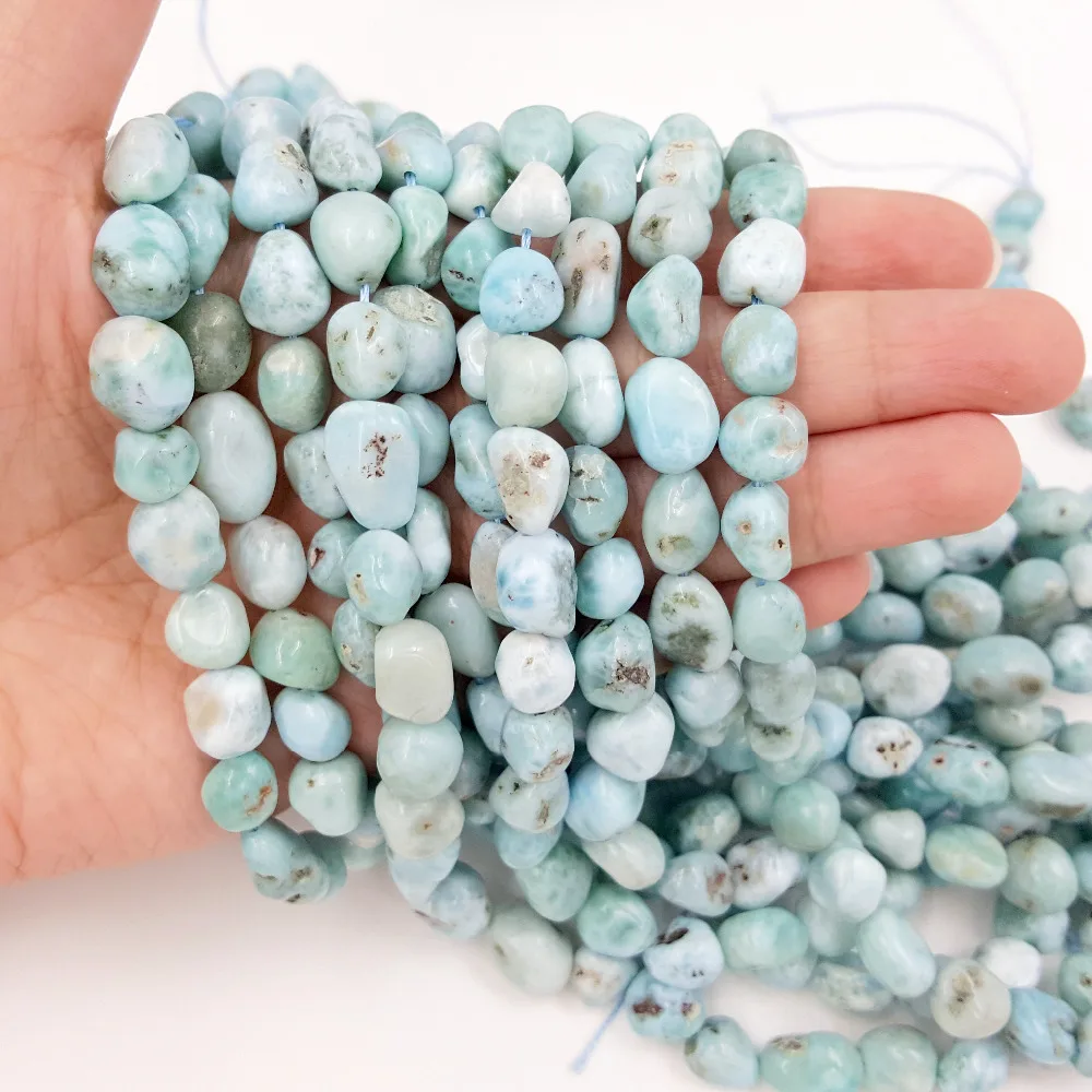 LiiJi Unique Real Larimar Beads Irregular Freedom Nugget Shape approx 7-10mm DIY Jewelry Making Bracelet or Necklace about 39cm