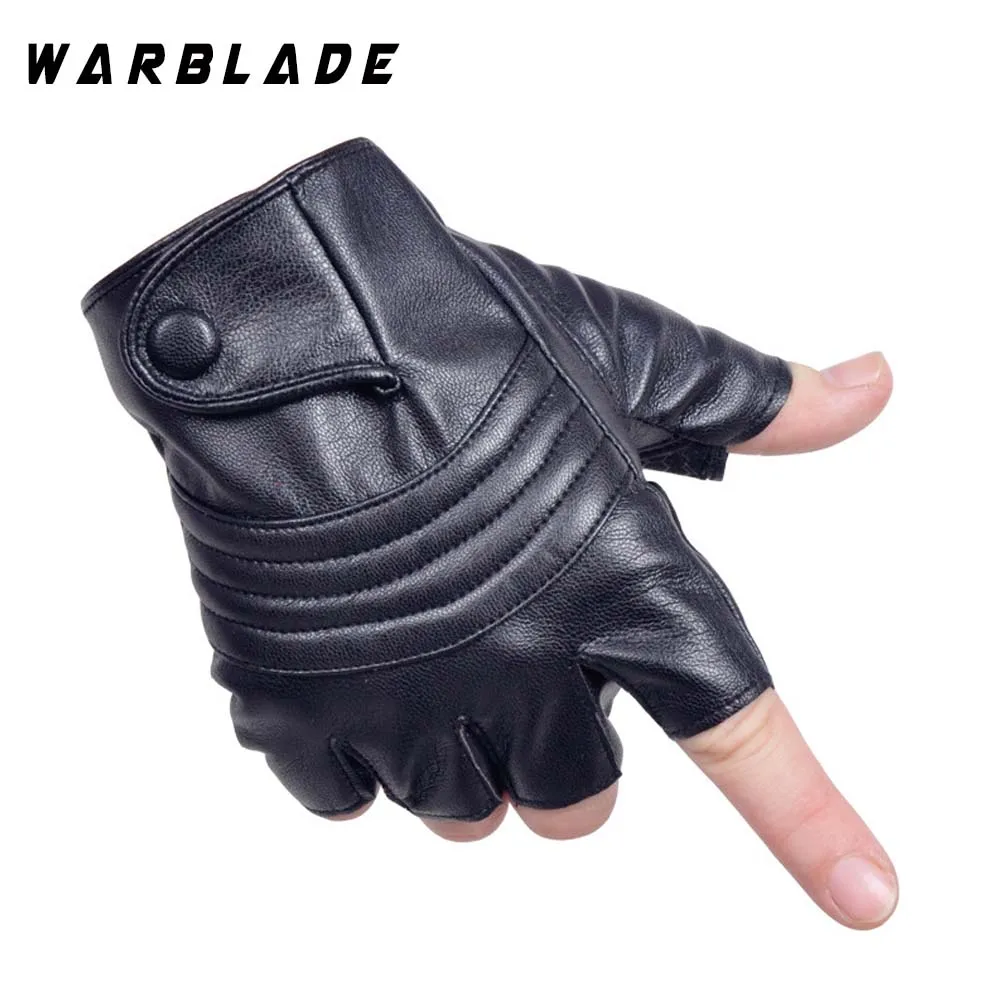 WarBLade-Guantes de cuero para hombre, manoplas tácticas de medio dedo para conducir, estilo de alta calidad, Fitness, color negro, Luva, R223, 2021