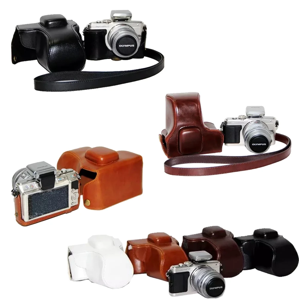 Retro Vintage Camera Bag Hard Camera case For Olympus EPL7 EPL-7 With Strap