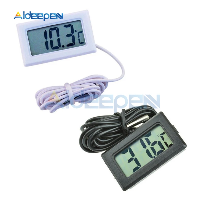 Mini LCD Digital Thermometer Hygrometer -50~110 degree Temperature Sensor For Indoor Outdoor Freezer Fridge 1M 1.5M 2M Probe