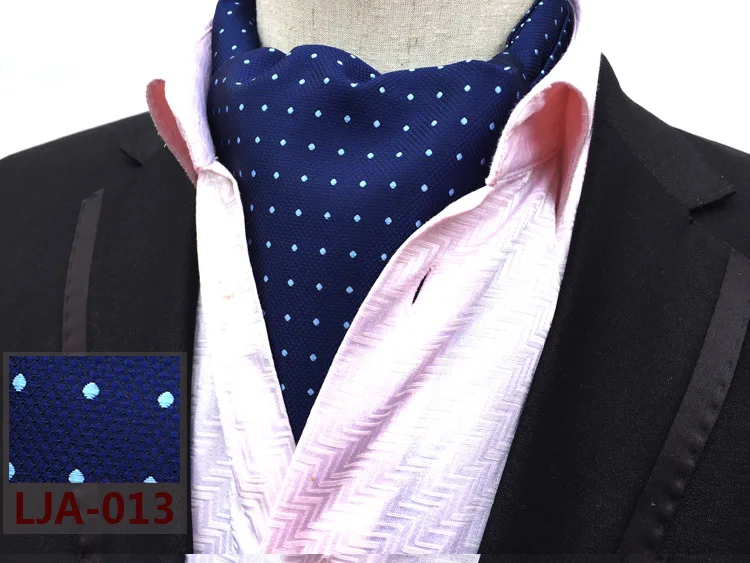 Ricnais New Quality Men\'s Ascot Neck tie Vintage Paisley Floral Jacquard Silk Necktie Cravat Tie Scrunch Self British style