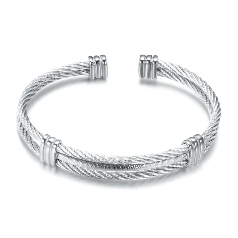 new arrival spring wire line colorful titanium steel bracelet stretch Stainless steel Cable Bangles for women