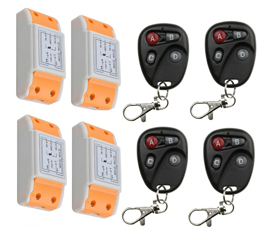 

2016 new RF 220 v 1 ch wireless remote control switch 4 receiver +4 transmitter self-lock mode classic controller
