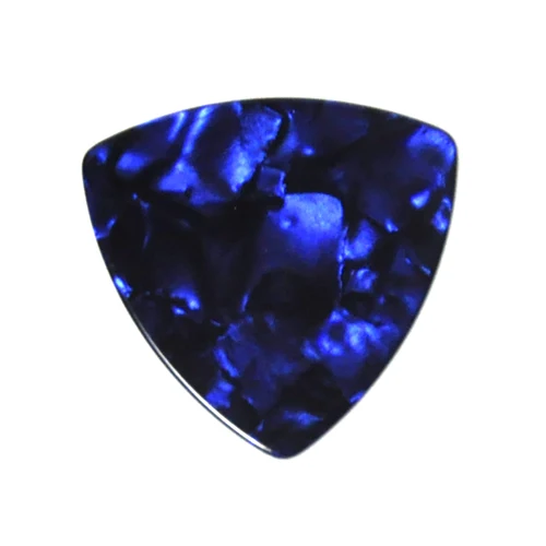 Lote de 50 Uds. De púas de guitarra de celuloide triangulares redondeados grandes con perlas azules de 0,71mm y 0,96mm