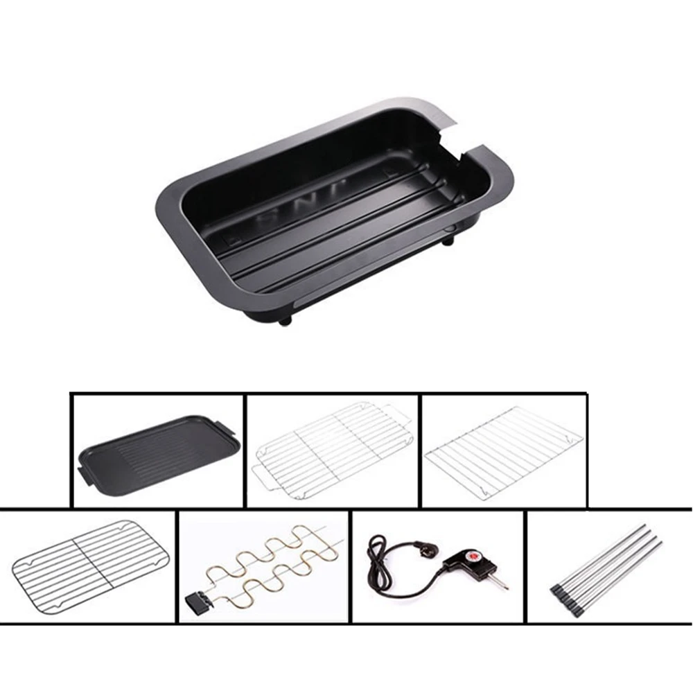 DMWD 220V Double Layers Multi-purpose Carbon Electric Grill Smokeless Non-stick Roasting Pan Barbecue Stove 2200W 5 Gear