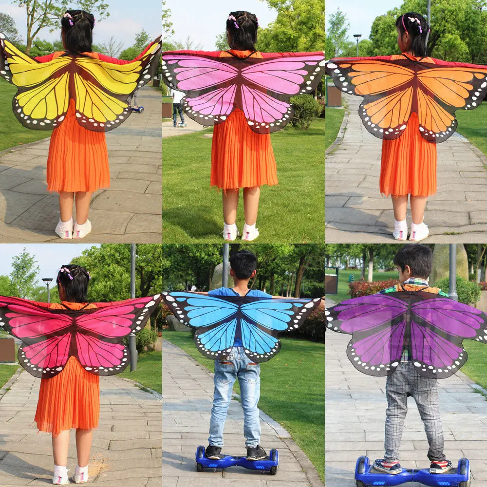 New Các Trẻ Em Bướm Khăn Choàng Cô Gái Chàng Trai Kids Tiên Cánh Bướm Fancy Dress Up Costume Đảng Giả Vờ Chơi