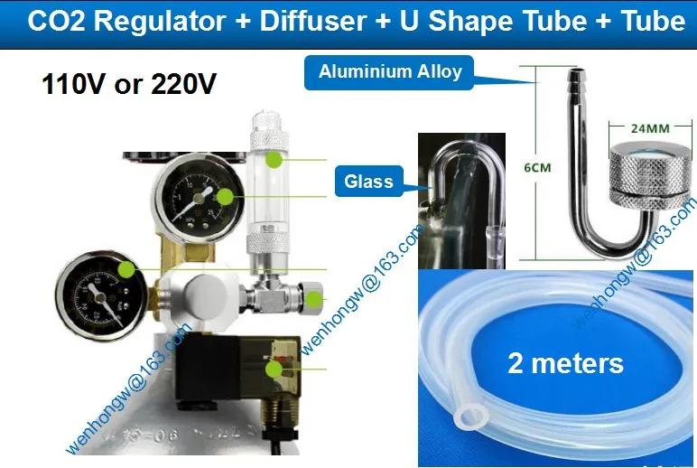 Aquarium CO2 Regulator with bubble counter, Cylinders Pressure Regulator