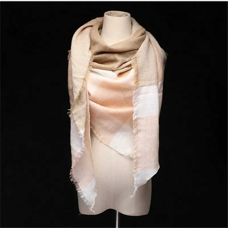 Bufanda triangular de Cachemira para mujer, chal de acrílico, manta a cuadros, Foulard de diseñador de moda de invierno, venta al por mayor, envío