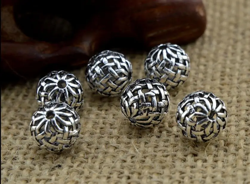 1pc Handmade 925 silver Lucky Knot beads tibetan endless knot beads mala\'s beads jewelry accessories
